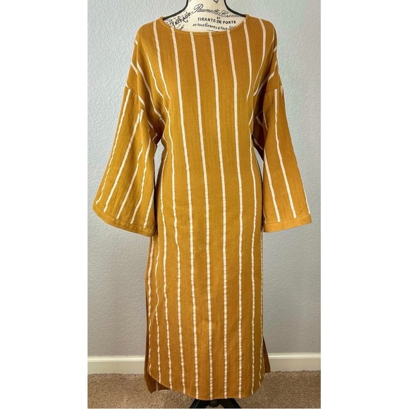 Shades of Grey by Micah Cohen 100% Cotten Lagenlook striped Midi Dress, Small - Picture 2 of 10